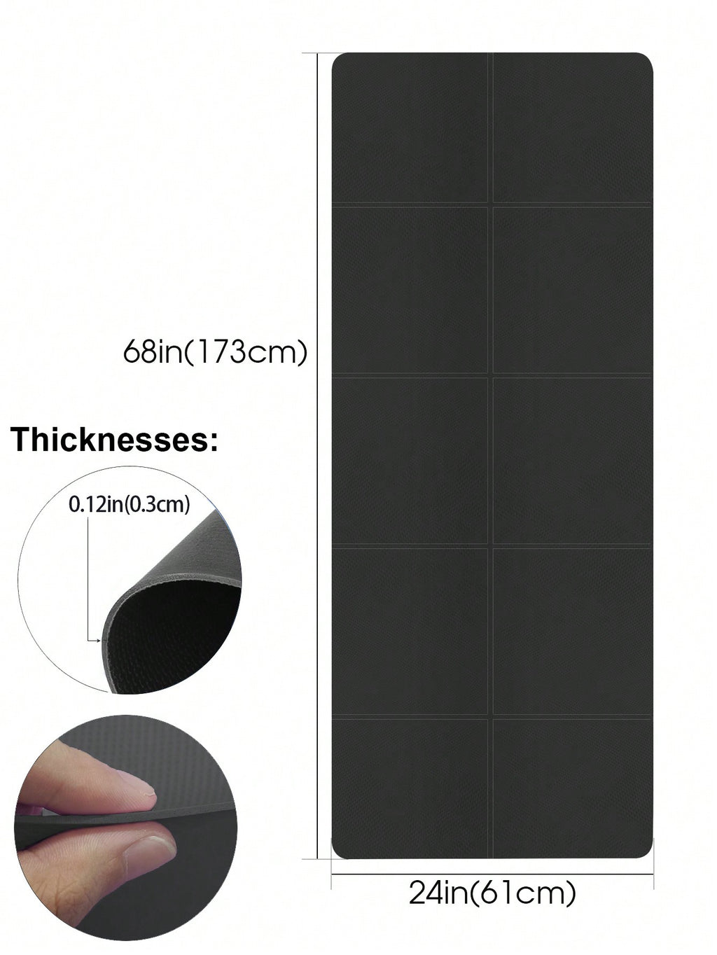 1pc 173*61*0.3cm EVA Yoga Mat For Beginners Fitness Mat, Dance & Yoga Mat