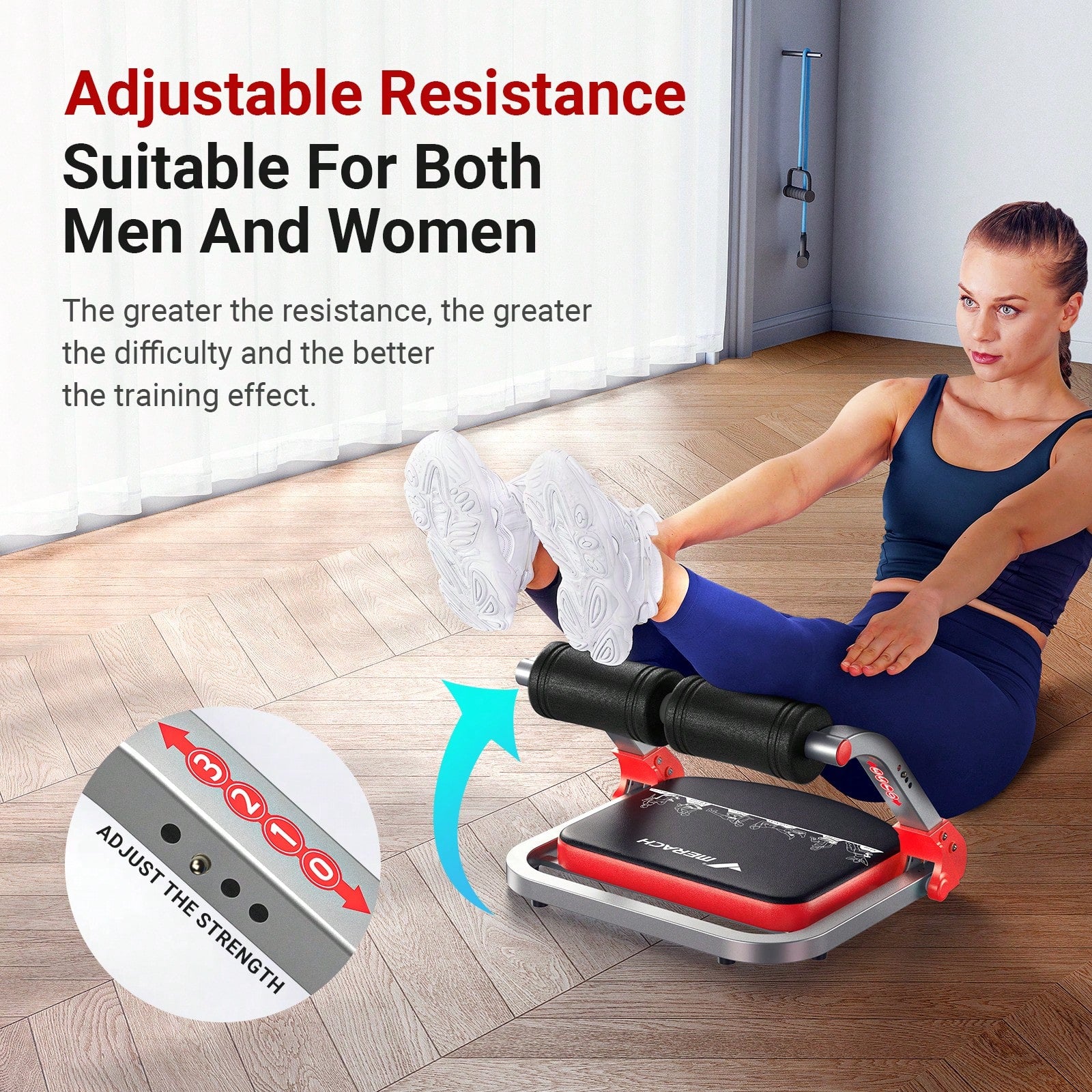 MERACH Sit Up Machine, Ab Machine, Adjustable Resistance, Automatic Rebound, Ab Crunch Machine For Stomach Workout, Ab Workout Equipment For Home Gym