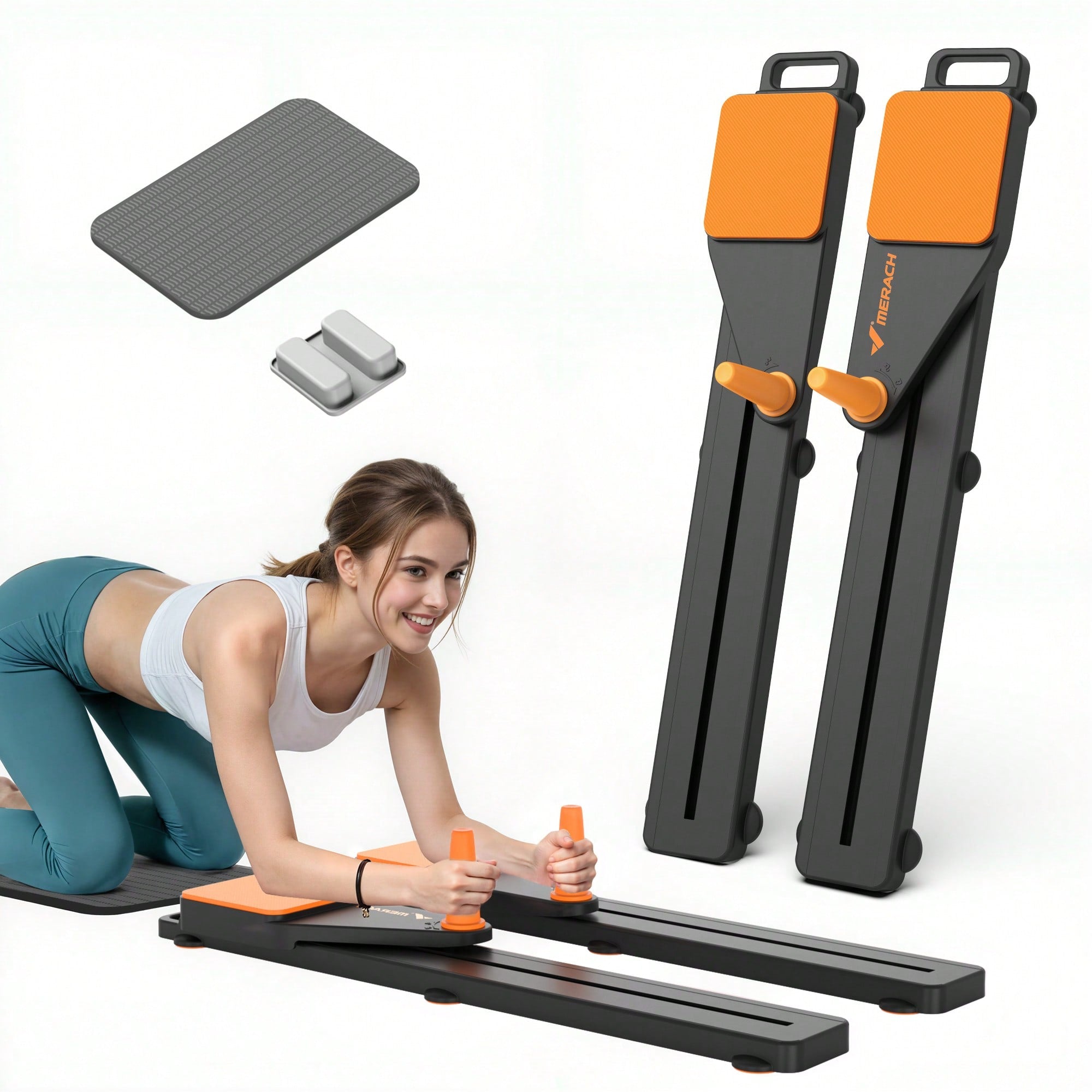 MERACH Pilates Board, Multifunctional Abdominal Plate, Detachable Ab Trainer Machine With Anti-Slip And Quiet Design, Portable Pilates Reformer For Core Workouts, Home Fitness Equipment For Women