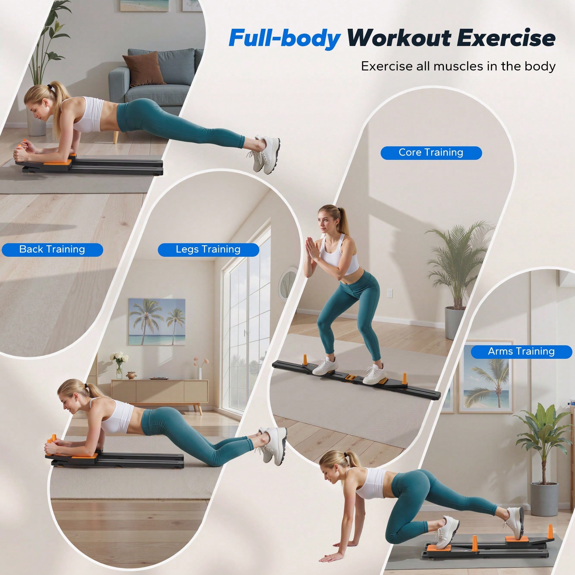 MERACH Pilates Board, Multifunctional Abdominal Plate, Detachable Ab Trainer Machine With Anti-Slip And Quiet Design, Portable Pilates Reformer For Core Workouts, Home Fitness Equipment For Women