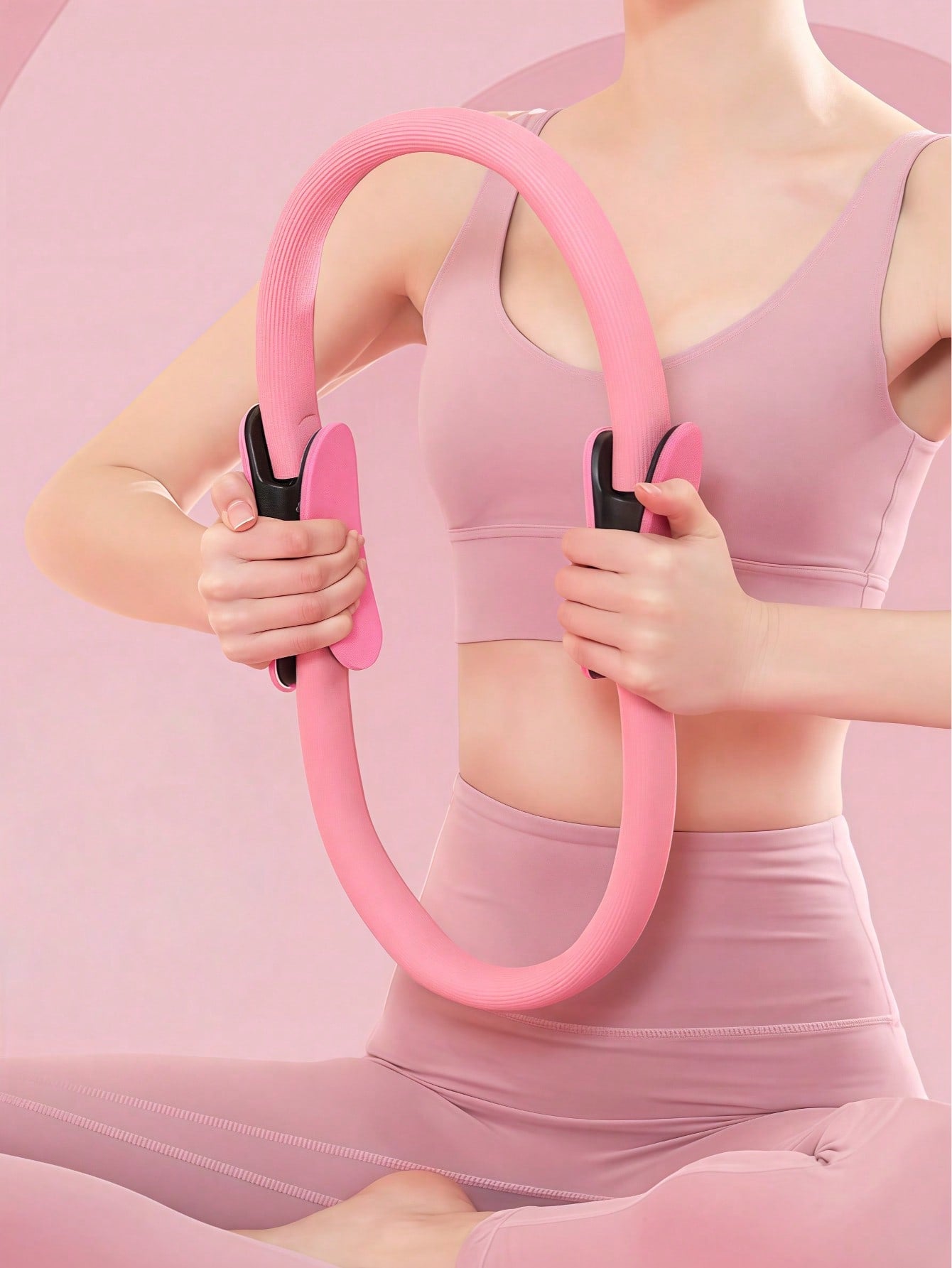 1pc Multi-Functional Pilates Ring, (Please Confirm The Specification Between Pilates Ring And Pilates Circle), Yoga Assist Magic Circle With Comfortable Foam Handles, Suitable For Thigh Workout, Yoga Practice, Fitness, Calf Exercise, Back And Waist Shapin