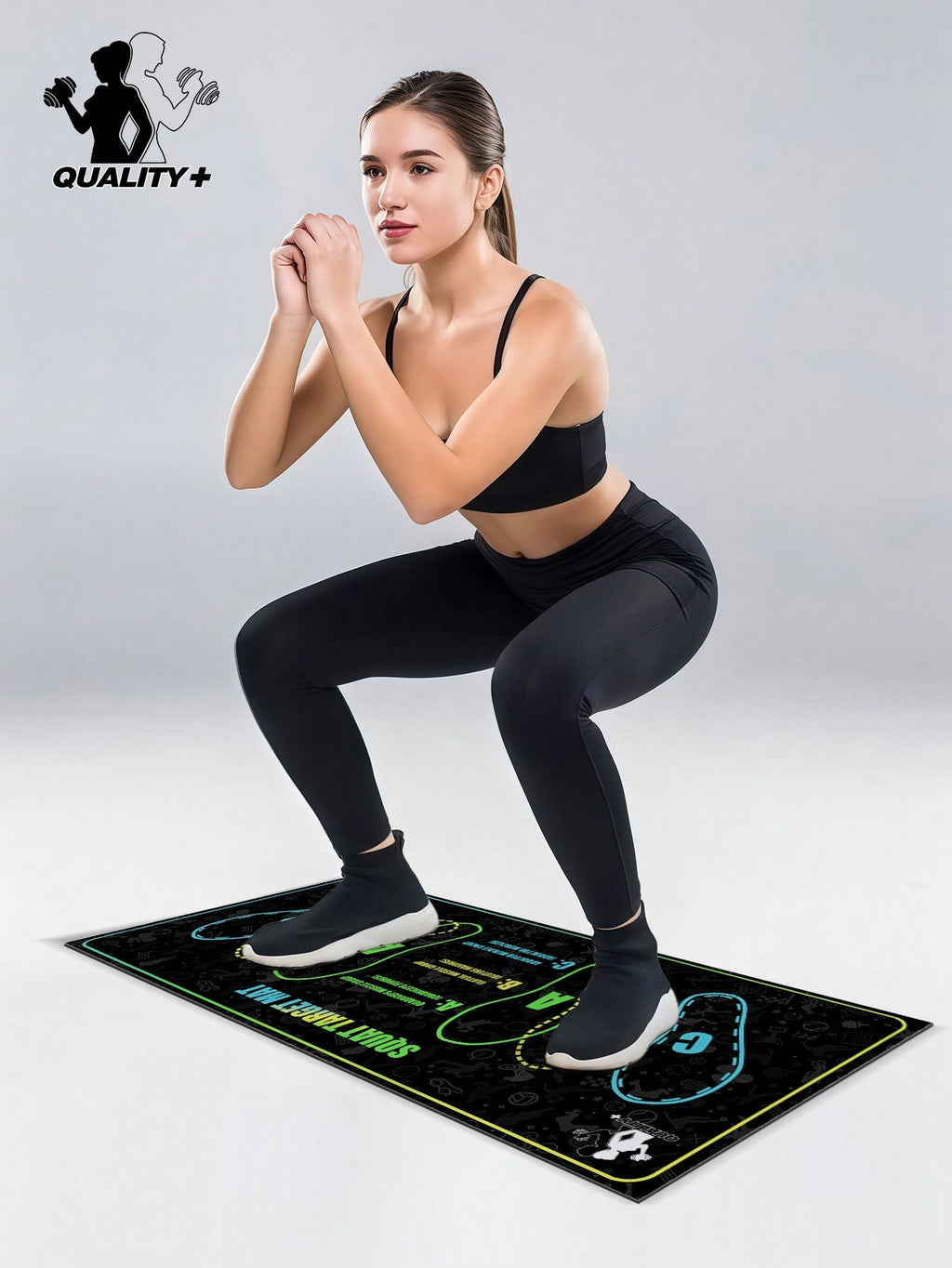 1pc 35x80cm (13.78x31.5 Inches) 1000GSM High Density Silicone Yoga Mat | Non-Slip Wear-Resistant Waterproof Fitness Training Mat | With Foot Position Guide Line Suitable For Squats, Yoga, Strength Training | Suitable For Wooden Floor, Tile, Cement | Washa