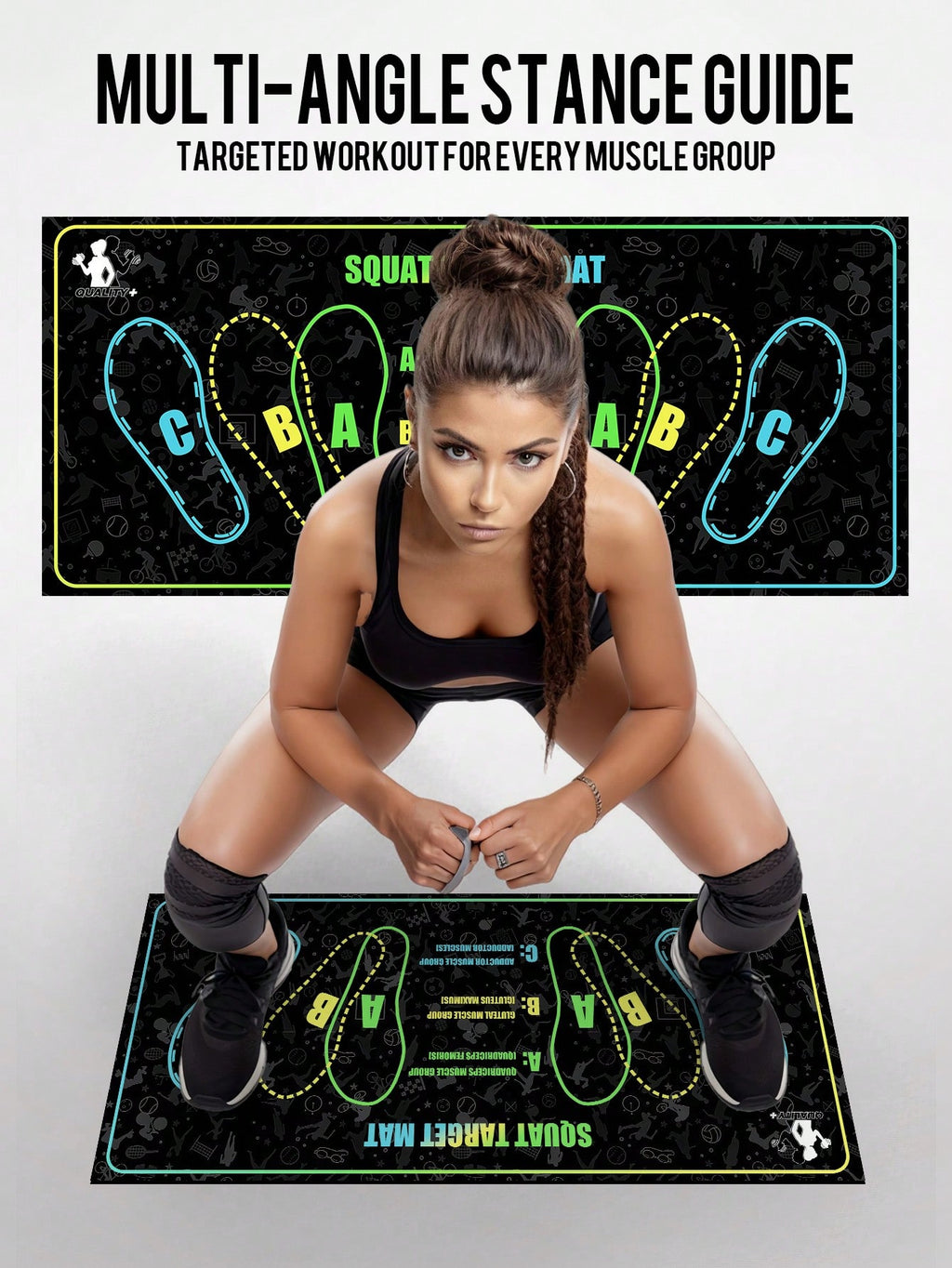 1pc 35x80cm (13.78x31.5 Inches) 1000GSM High Density Silicone Yoga Mat | Non-Slip Wear-Resistant Waterproof Fitness Training Mat | With Foot Position Guide Line Suitable For Squats, Yoga, Strength Training | Suitable For Wooden Floor, Tile, Cement | Washa