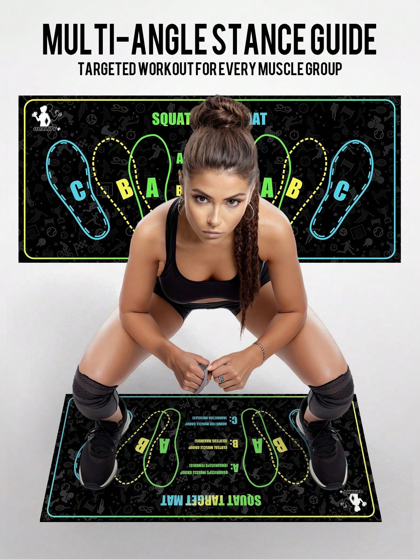 1pc 35x80cm (13.78x31.5 Inches) 1000GSM High Density Silicone Yoga Mat | Non-Slip Wear-Resistant Waterproof Fitness Training Mat | With Foot Position Guide Line Suitable For Squats, Yoga, Strength Training | Suitable For Wooden Floor, Tile, Cement | Washa
