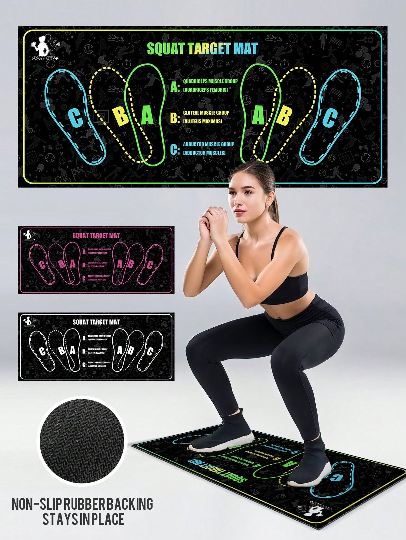 1pc 35x80cm (13.78x31.5 Inches) 1000GSM High Density Silicone Yoga Mat | Non-Slip Wear-Resistant Waterproof Fitness Training Mat | With Foot Position Guide Line Suitable For Squats, Yoga, Strength Training | Suitable For Wooden Floor, Tile, Cement | Washa