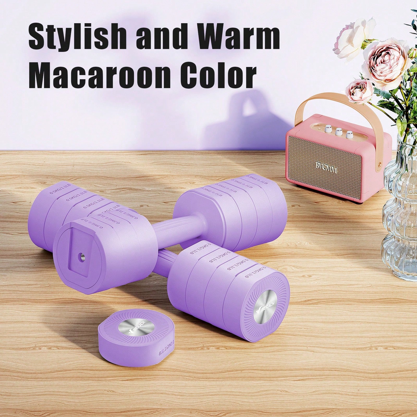 MERACH Dumbbell Set Of 2, Adjustable Weight, Anti-Slip Handle, Macaron Colors, Each 2.2/4.4/6.6/8.8 Lbs, 4 In 1 Hand Weights For Women At Home