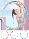 6-Segment Detachable Soft Foam Filled Stainless Steel Adjustable Weight Fitness Hoop, Portable Adult Unisex Aerobic Core Training Waist Shaping Dance Pilates Yoga Gymnastics Home Fitness Equipment Weight Loss Product