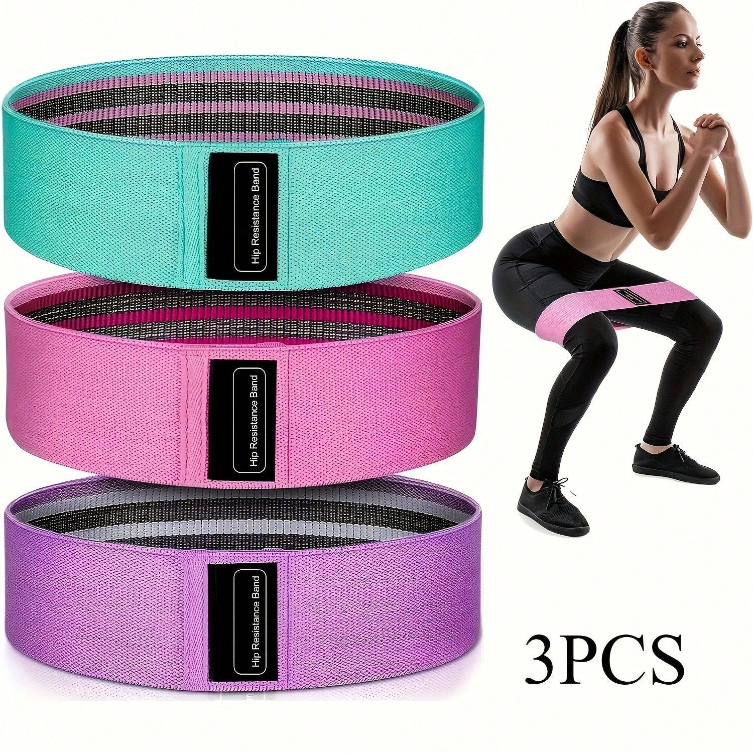 Upgraded Non-Slip Yoga Resistance Bands, Suitable For Stretching, Strength Training, Squats, Lunges And Core Workouts, Available In Pink, Purple And Green, Ideal For Home Gym And Travel Use