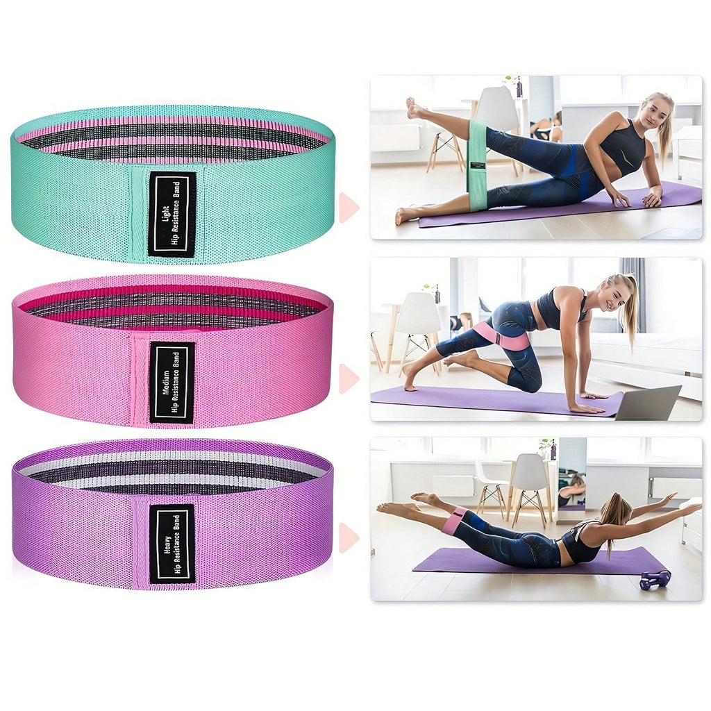 Upgraded Non-Slip Yoga Resistance Bands, Suitable For Stretching, Strength Training, Squats, Lunges And Core Workouts, Available In Pink, Purple And Green, Ideal For Home Gym And Travel Use