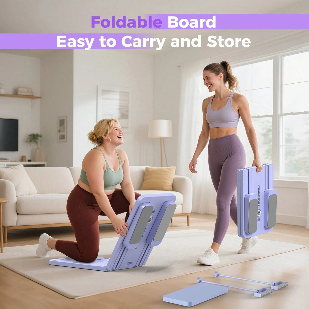 FEIERDUN 300 LBS Weight Capacity Multifunctional Fitness Board With Automatic Rebound, Core Training Ab Roller, Foldable Workout Machines - Full Body Workout Equipment, Home Pilates