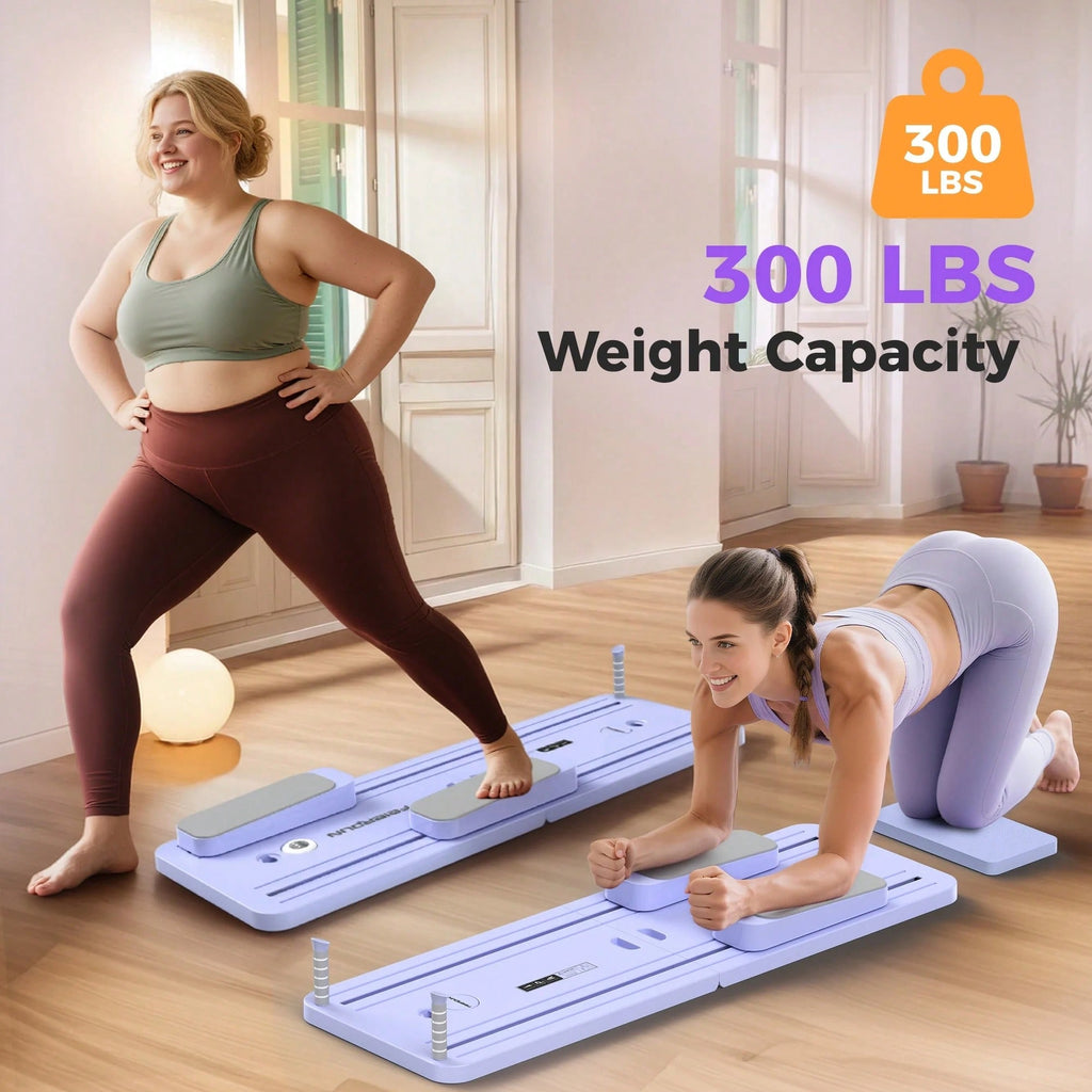 FEIERDUN 300 LBS Weight Capacity Multifunctional Fitness Board With Automatic Rebound, Core Training Ab Roller, Foldable Workout Machines - Full Body Workout Equipment, Home Pilates