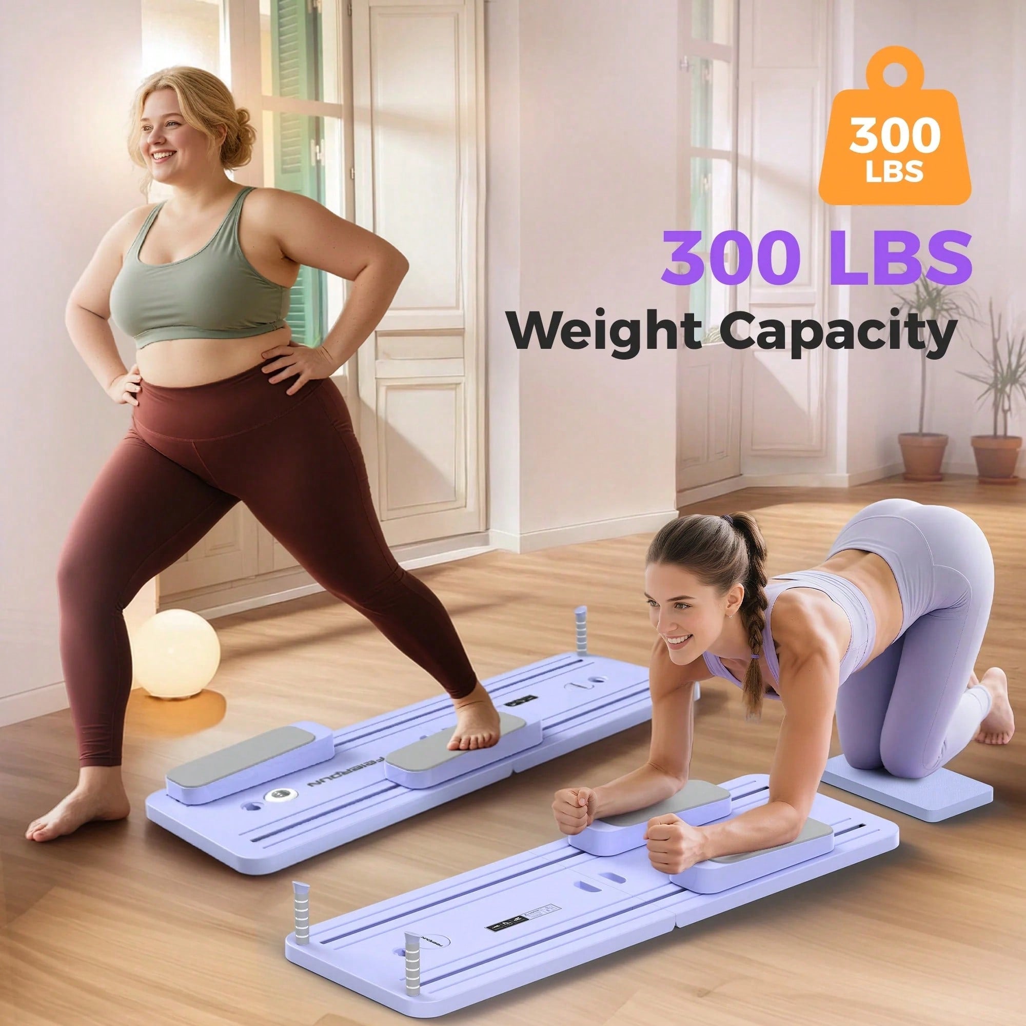 FEIERDUN 300 LBS Weight Capacity Multifunctional Fitness Board With Automatic Rebound, Core Training Ab Roller, Foldable Workout Machines - Full Body Workout Equipment, Home Pilates