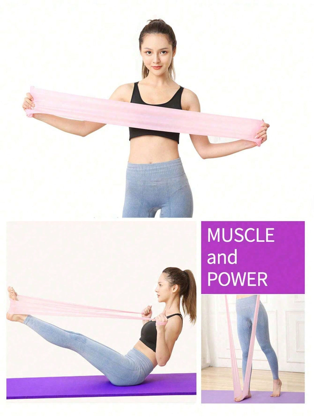 Portable Resistance Band Set, TPE Elastic Fitness Bands Suitable For Yoga And Pilates, Suitable For Men And Women Home Workout, Strength Training, Stretching, Legs, Squats, Glutes And Arms Exercises